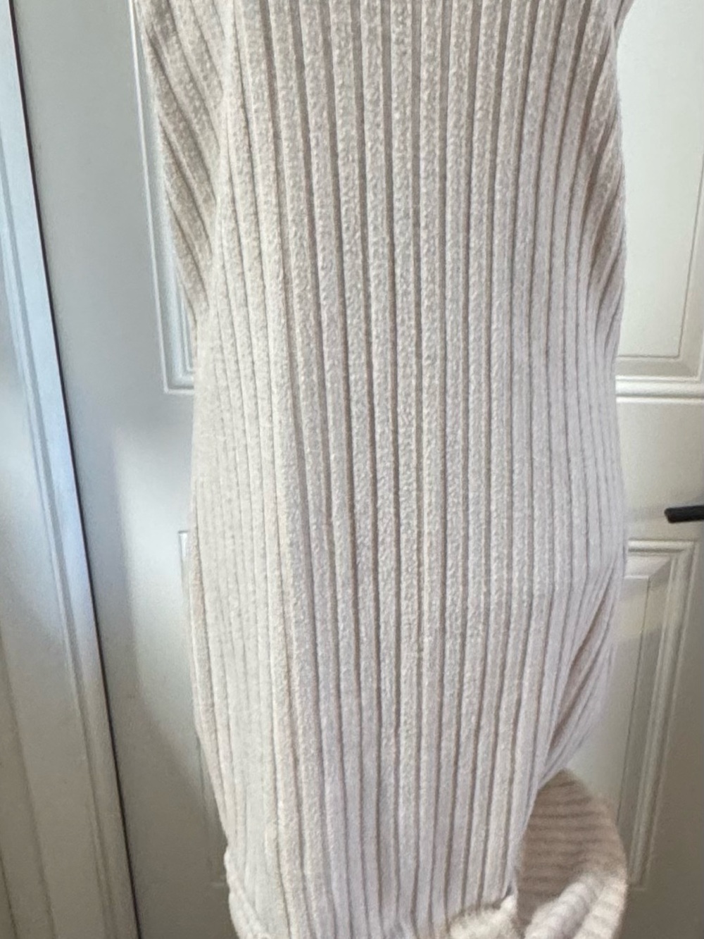 Ribbed Cowl Neck Women's Sweater - Cream